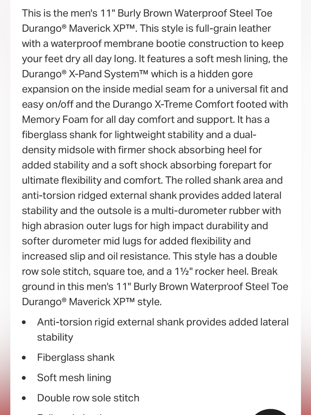 Durango Maverick XP Steel Toe Waterproof Western Work Boot - Picture 10 of 10